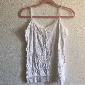 MAURICES Spaghetti Strap Lace & Crinkle Fabric Top